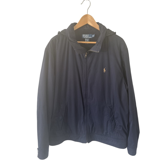 Men's Polo Ralph Lauren Jacket XL Navy Blue Full Zip Hooded - Picture 7 of 13